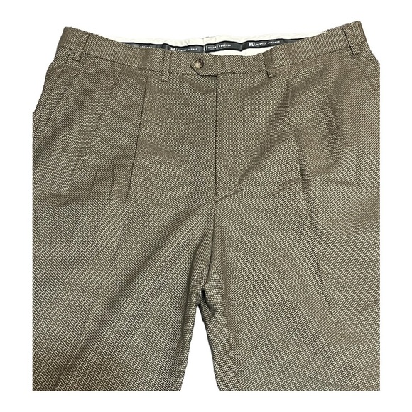 Hickey Freeman Pleated Tweed Dress Pant Men’s Tan Cotton Wool Blend Trousers W38 - Picture 3 of 8